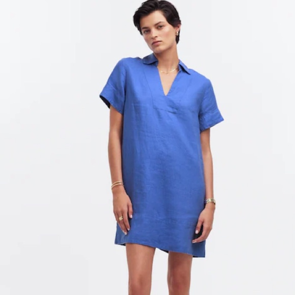 Madewell Blue Linen Shift Dress